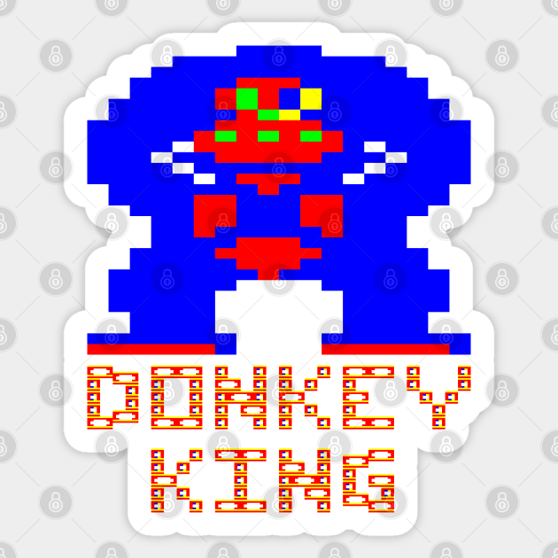 Donkey King Pixel Art - Retro Villains Sticker by RetroTrader